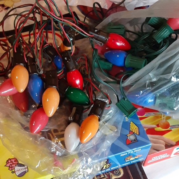 3 strands of glass vintage Christmas lights.
